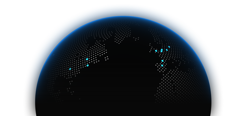 Globe showing team locations