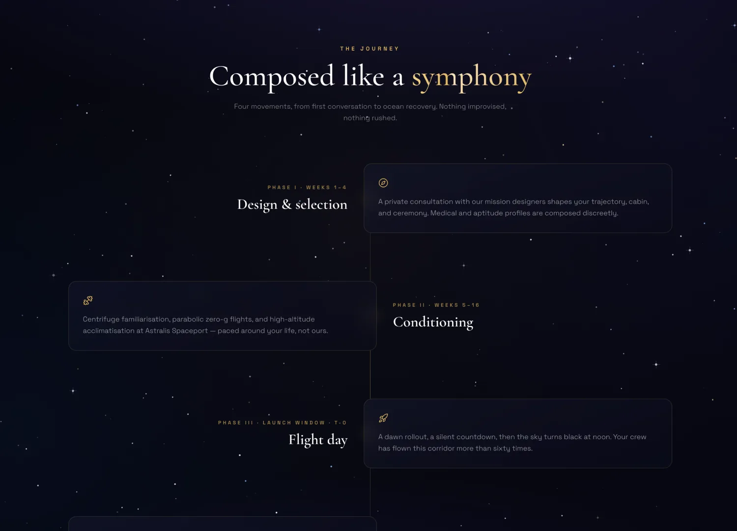 Space Tourism template — screen 3