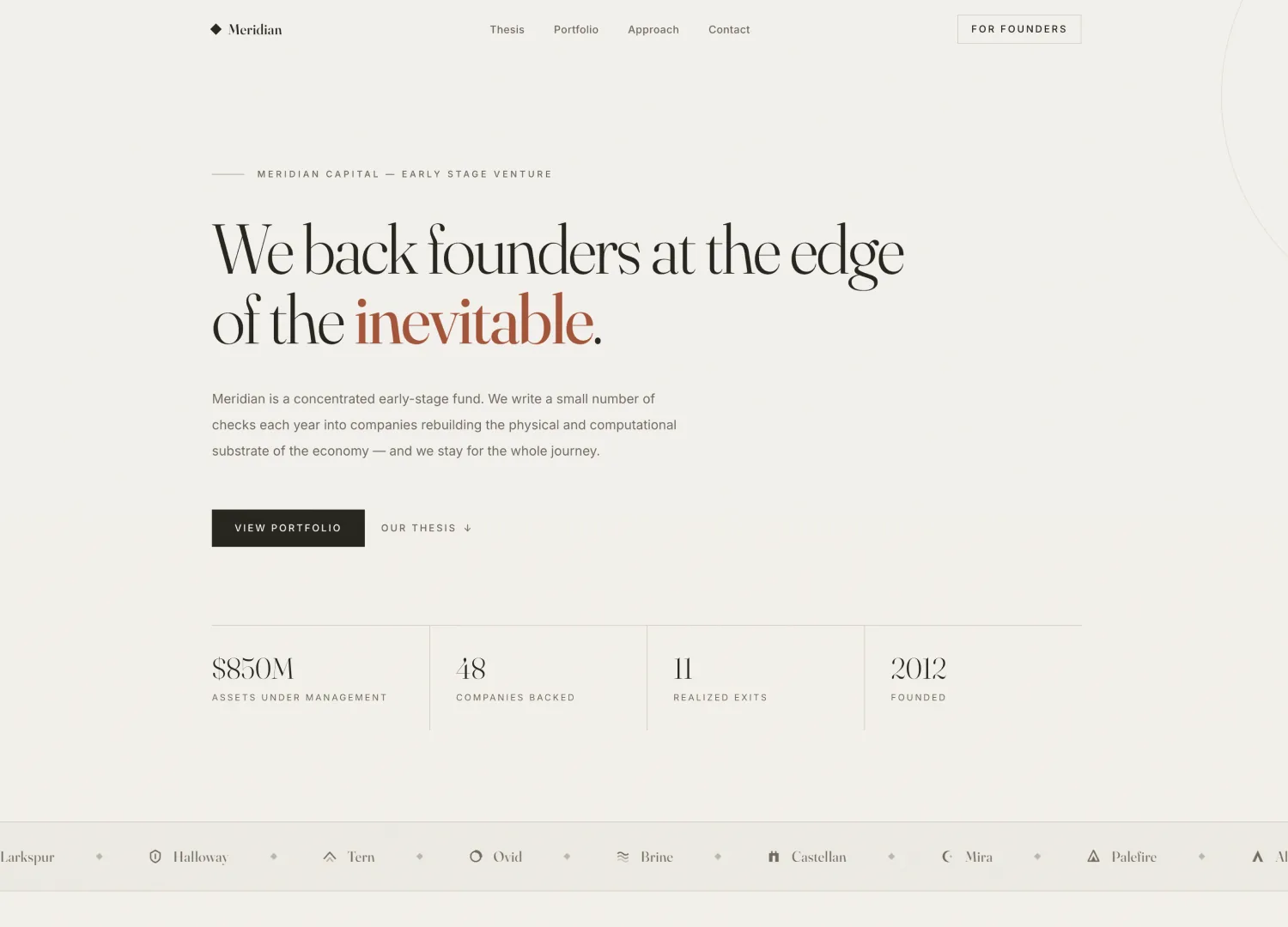 Venture Capital template — screen 1