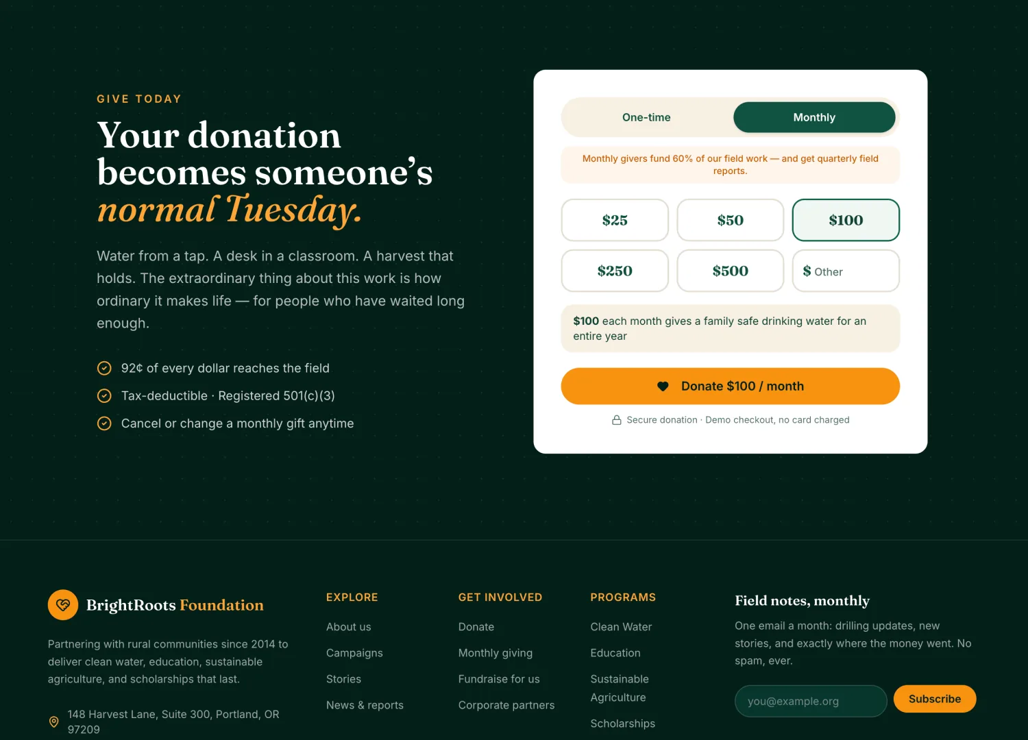 Nonprofit Site template — screen 3